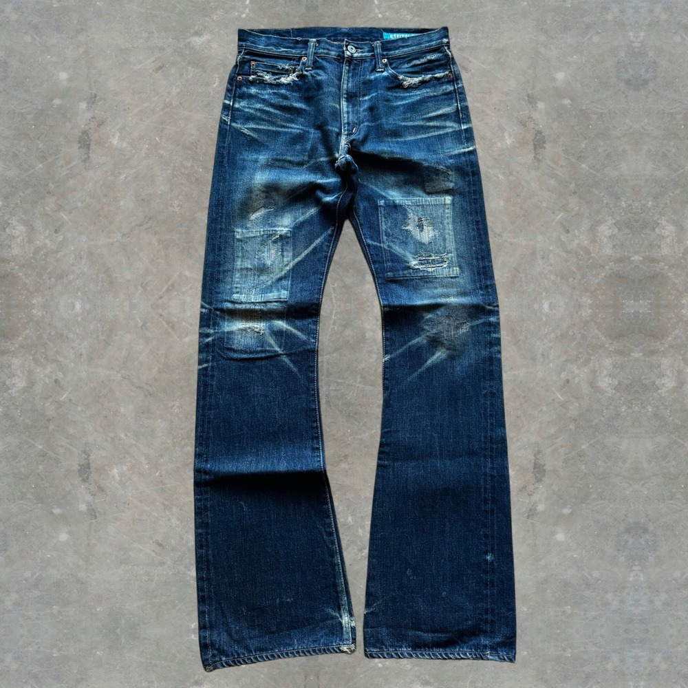 KAPITAL LEGS Boro Selvedge Denim Boot Flare Cut Mens Jeans 32W